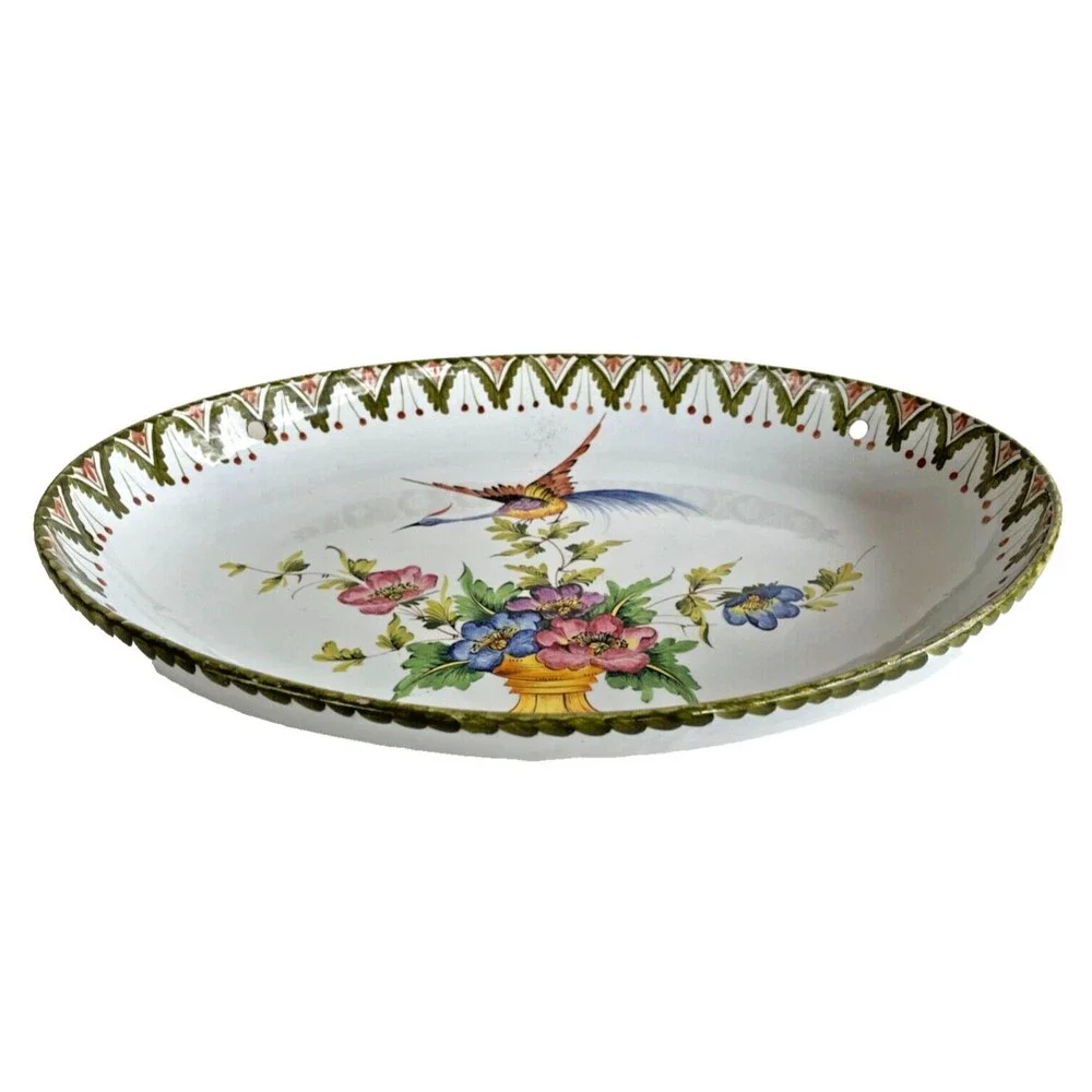 Rare Vintage Italian Floral Oval Platter Bowl 16